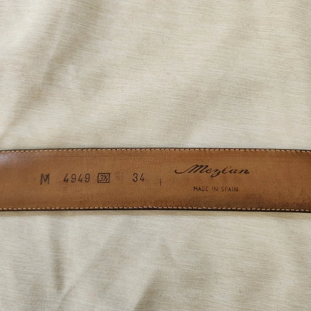 Mezlan Dress Belt Mens 34 Brown Good Braided Leather Made in Spain 4949 Western